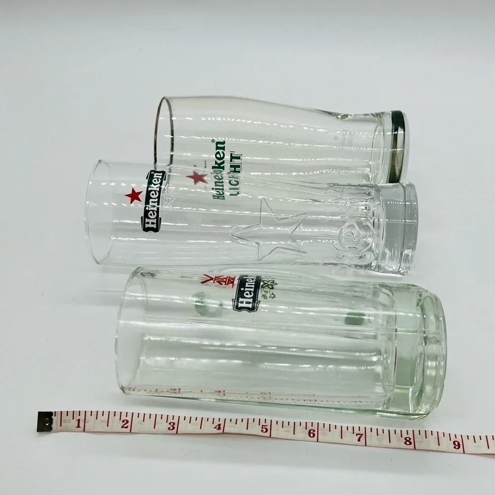 SET OF 3 HEINEKEN & HEINEKEN LIGHT BAR GLASSWARE
